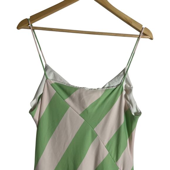 Saunders Collective Mint Imman Striped Sleeveless V-Neck Slip Midi Dress Size 12 - Picture 10 of 13